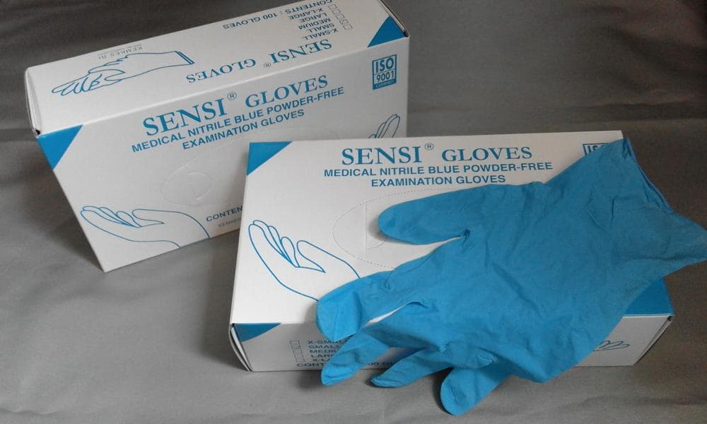 Medical Nitrile Blue Powder_Free Examination Gloves